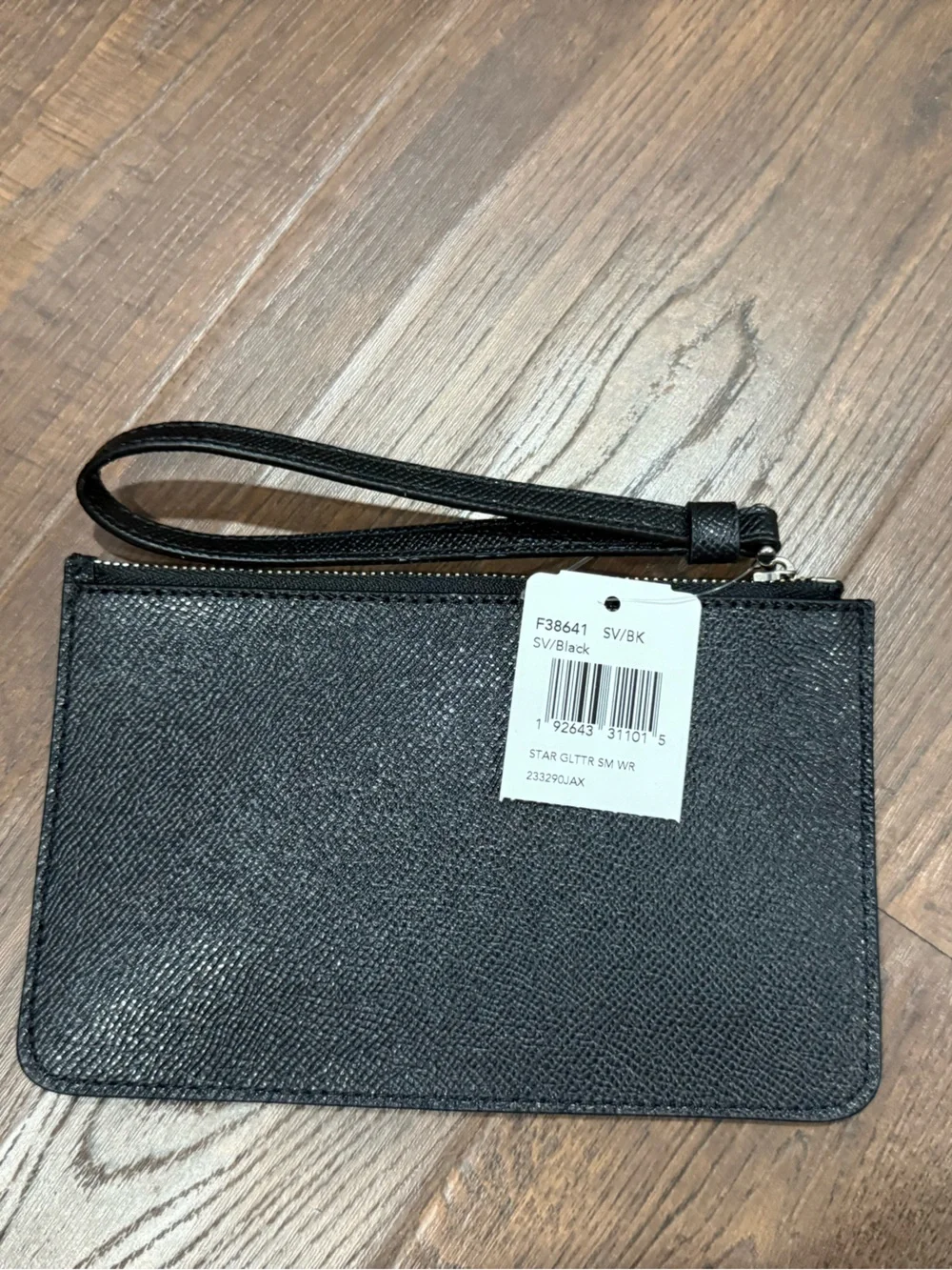 NWT Coach Black Glitter Star Zip Card Pouch